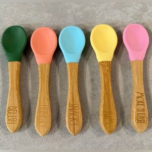 Rae Dunn Bamboo Kids Spoon Set - Green, Pink, Blue, Yellow
